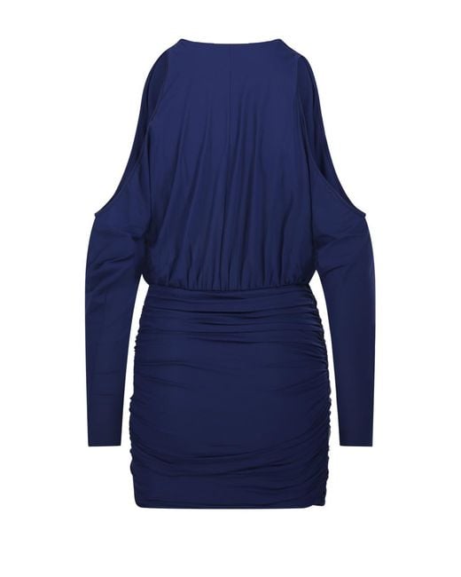 Amazuìn Blue Oliusa Draped Cut-Out Mini Dress