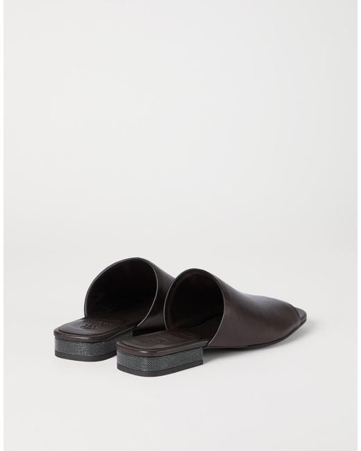 Brunello Cucinelli Brown Monili Detailed Riding Mules