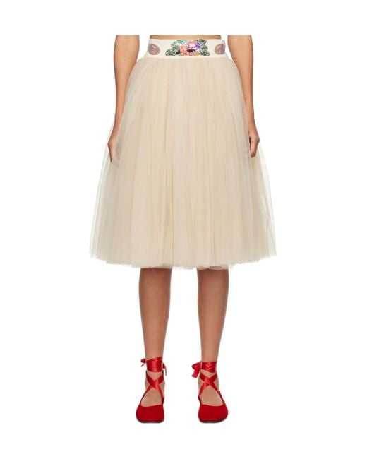 Bode Natural Sunset Lily Midi Skirt