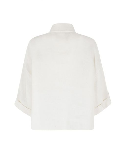 Eleventy White Boxy Utility Jacket