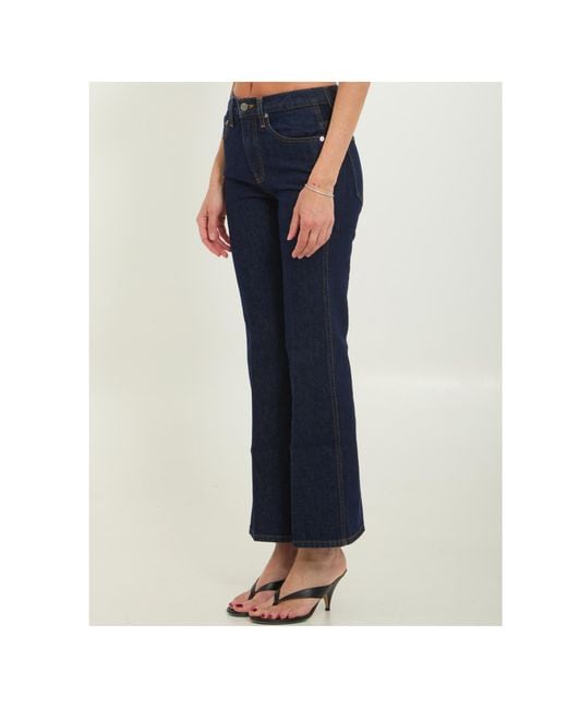 Khaite Blue Clara Cropped Flared Jeans