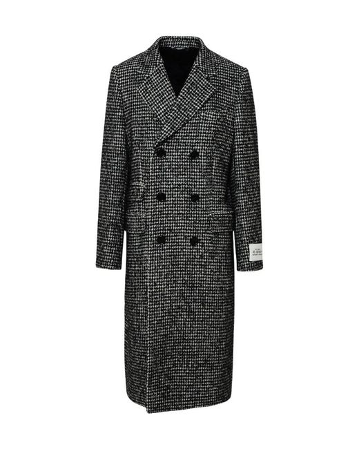 Dolce & Gabbana Black Collared Button-Up Coat for men