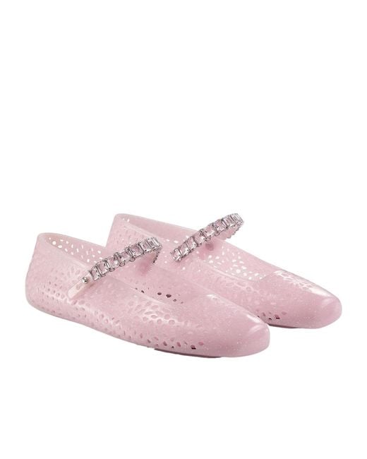 Jimmy Choo Pink The Jelly Embellished Ballerina Flats