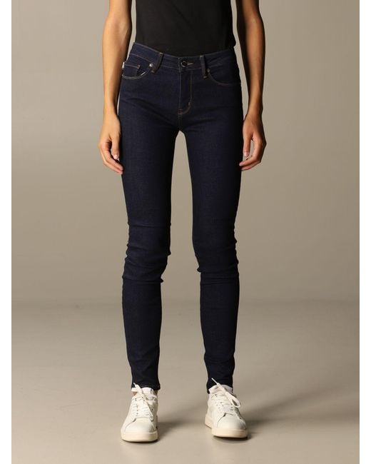 Moschino Blue Logo Embroidered Skinny Jeans