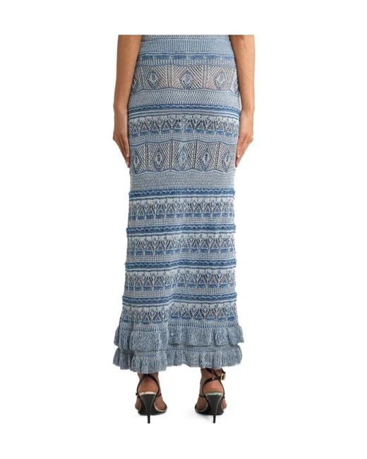 Etro Blue Ruffled Maxi Skirt