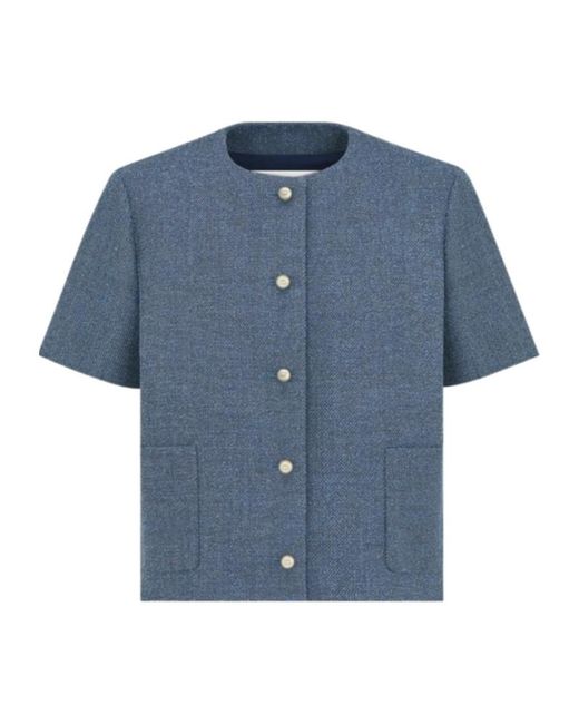 Dior Blue Short-Sleeved Regular-Fit Jacket