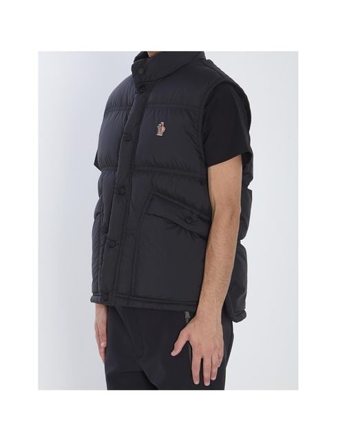 Moncler Black Grenoble Aul Logo Embroidered Ski Gilet for men