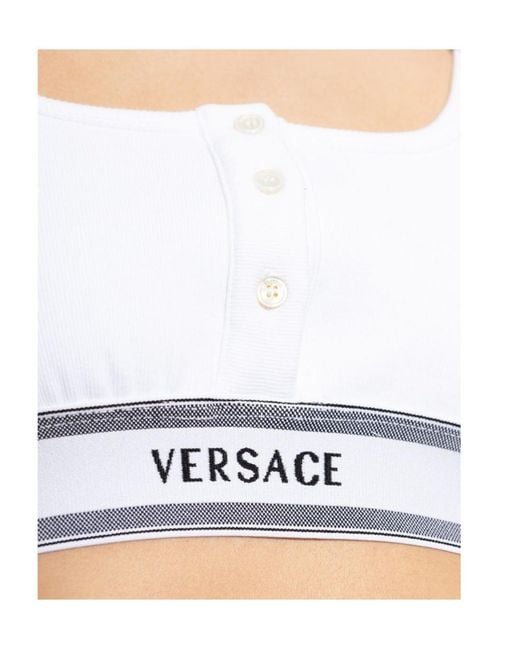 Versace White Ribbed Bralette