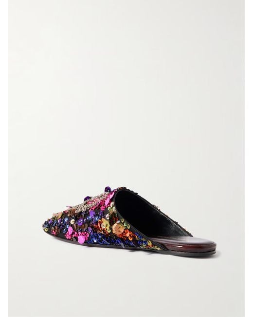 Dries Van Noten Blue Sequin Embellished Slides