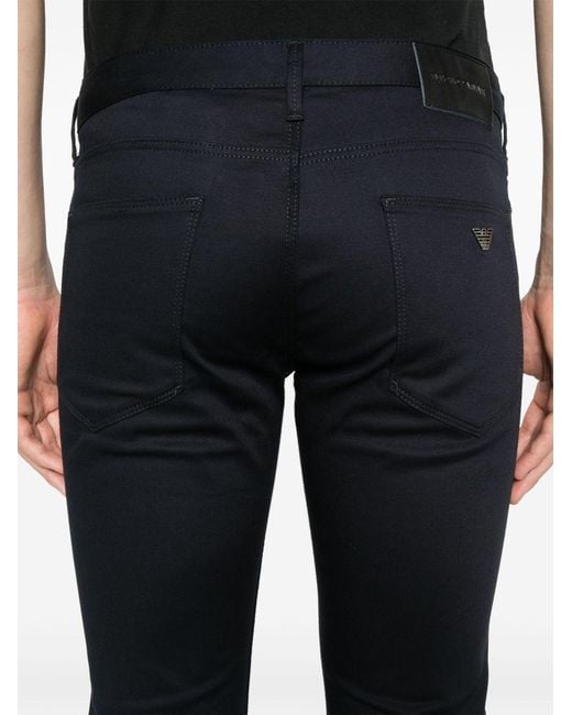 Emporio Armani Black Logo-Plaque Slim-Fit Jeans for men