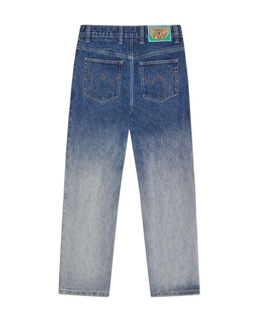 ICECREAM Blue Ombre Graphic Straight-Leg Jeans for men