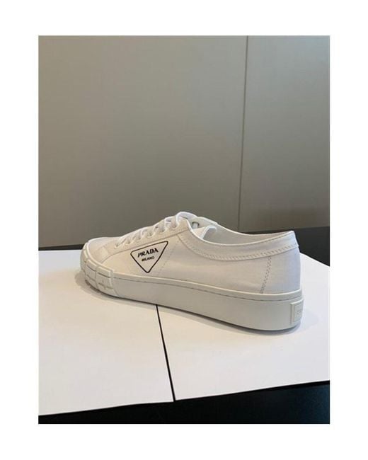 Prada White Wheel Low-Top Sneakers for men