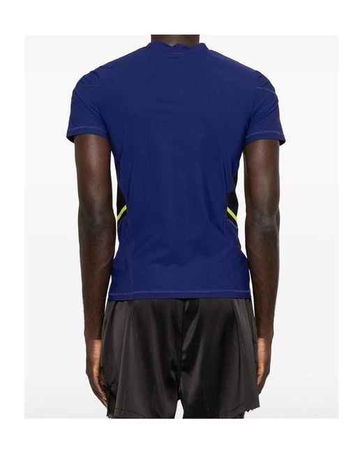 Martine Rose Blue Lace-Up Logo-Print T-Shirt