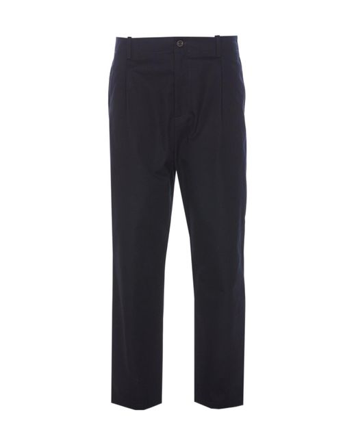 Valentino Blue Mid-Rise Pleated Straight Leg Trousers for men