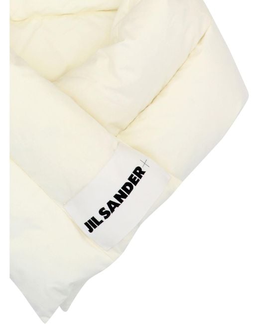 Jil Sander White Padded Logo Scarf