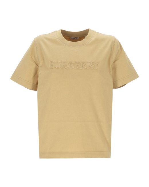 Burberry Natural Logo Detailed Crewneck T-Shirt