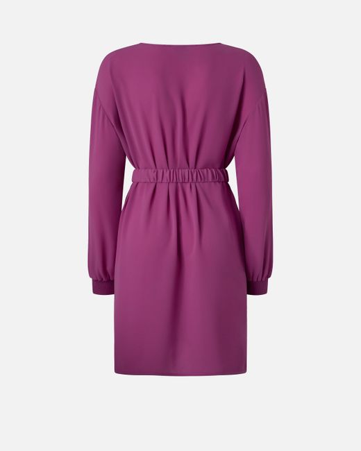 Pinko Purple Belted Balloon-Sleeve Mini Dress