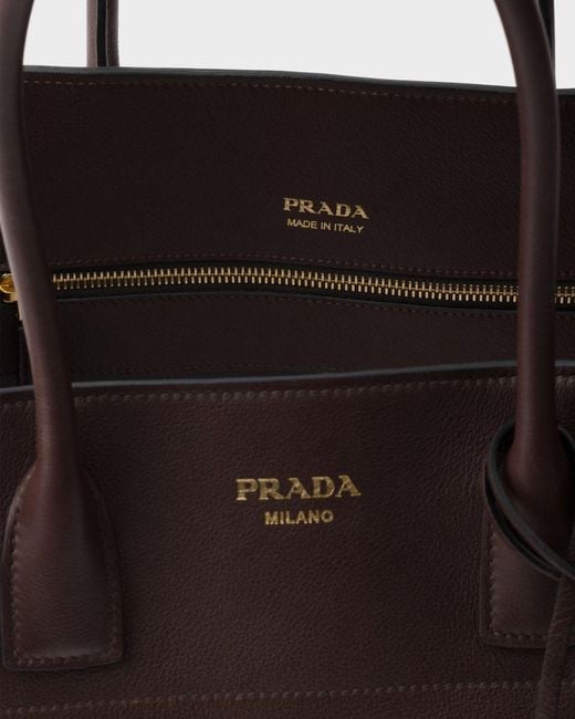 Prada Brown Logo Detailed Open Top Large Tote Bag