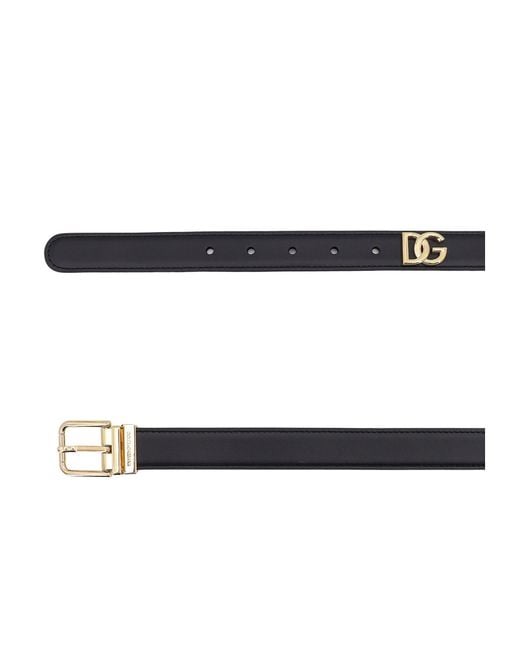Dolce & Gabbana White Dg Logo Plaque Buckle Belt