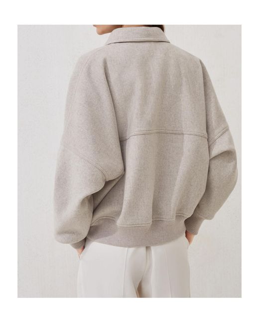 Brunello Cucinelli Gray Zip-Up Bomber Jacket