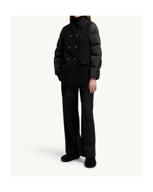 Moncler Black Chaillo Wool Down Coat