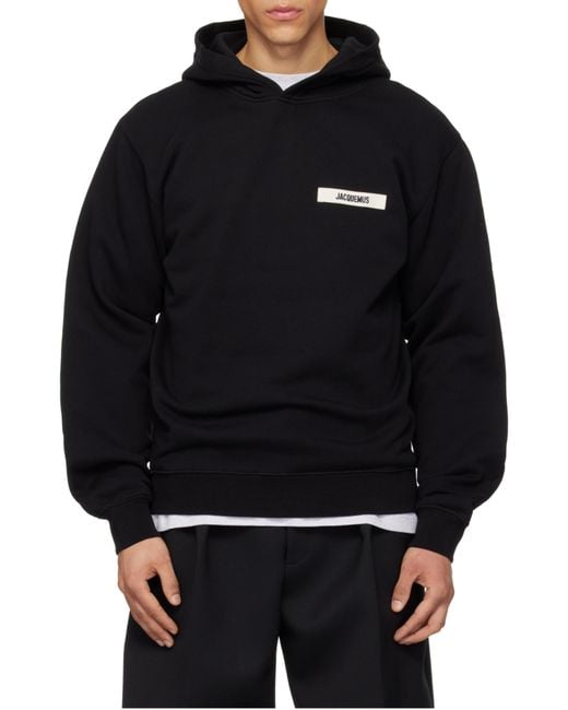 Jacquemus Blue Logo-Appliqué Jersey Hoodie for men