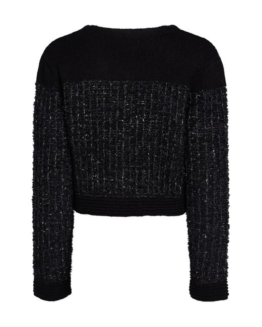 Karl Lagerfeld Black Bouclé Knit Cardigan