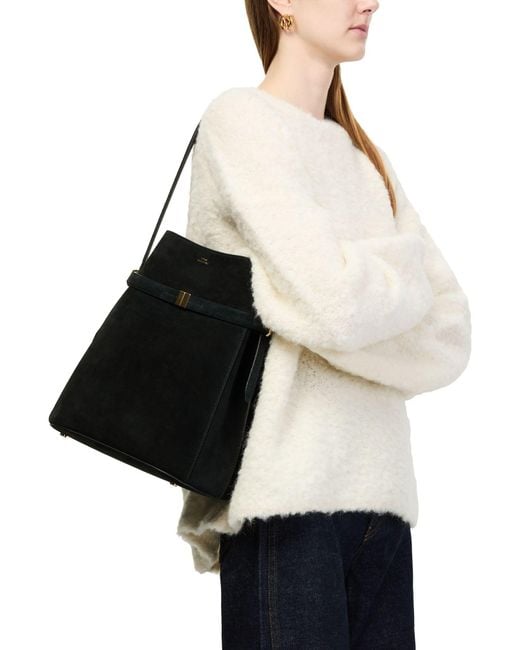 Totême Black Belted Suede Bucket Bag