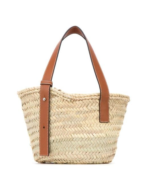 Loewe Brown Anagram-Embossed Patch Small Basket Tote Bag