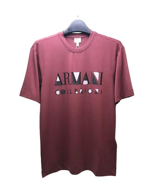 Armani Collezioni Red Logo T-Shirt With Round Neck for men