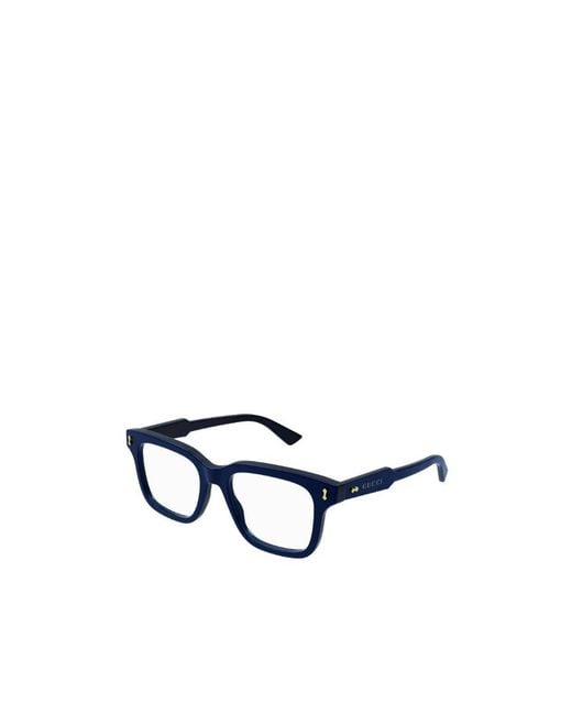 Gucci Blue Eyewear Rectangle Frame Glasses for men