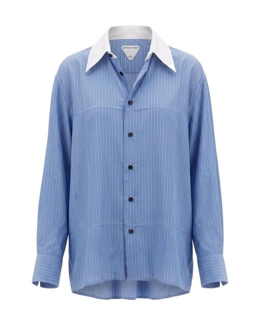 Bottega Veneta Blue Collared Long-Sleeved Shirt