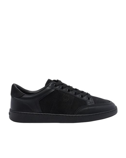 Ferragamo Black Round-Toe Lace-Up Sneakers for men