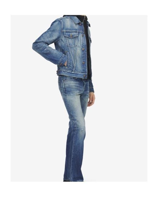 McQueen Blue Faded-Effect Denim Jacket for men