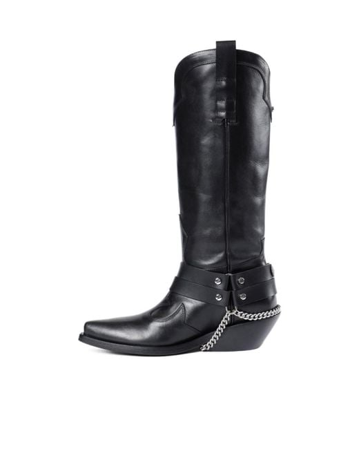 Ann Demeulemeester Black Finnbo Santiago Boots With Belts for men