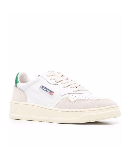 Autry White Medalist Perforated Low-Top Sneakers
