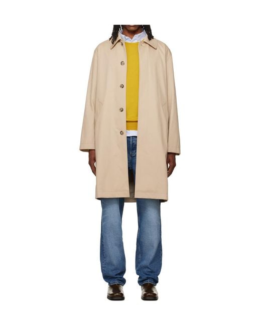 A.P.C. Natural Cotton Gabardine Trench Coat for men
