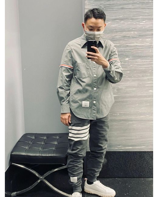 Thom Browne Gray Buttoned Long-Sleeved Shirt for men
