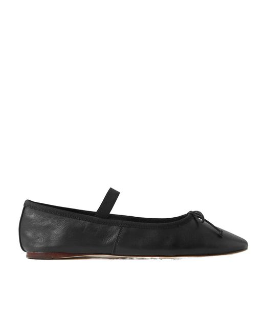 Loeffler Randall Black Leonie Bow-Embellished Leather Flats