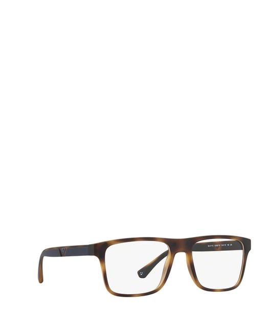 Emporio Armani White Inverted Trapezoidal Full-Frame Glasses for men