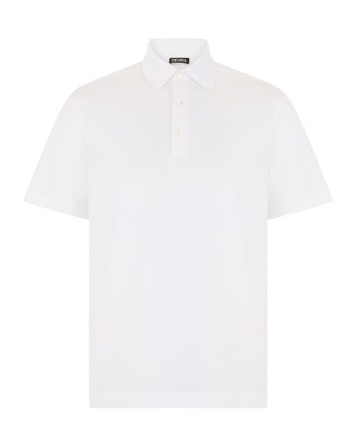 Zegna White Short-Sleeve Cotton Polo Shirt for men