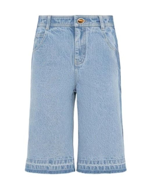 Christopher Esber Blue Denim Shorts With Belt Loops