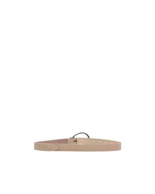 Brunello Cucinelli White Oval-Buckle Leather Belt