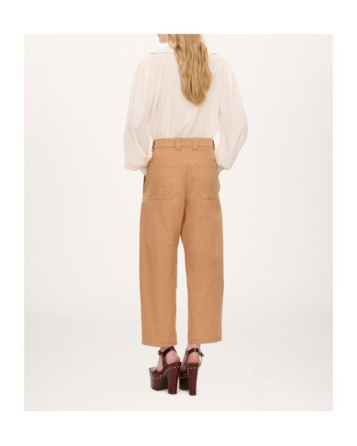 Chloé Natural Chloé Wide-Leg Barrel Trousers