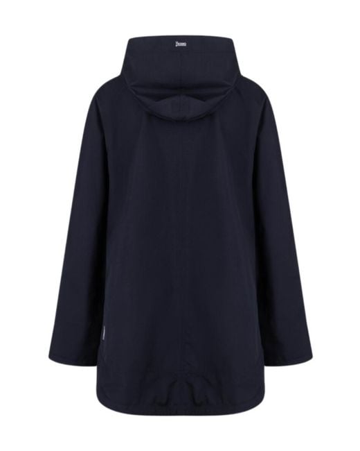 Herno Blue Long-Sleeved Hooded Jacket