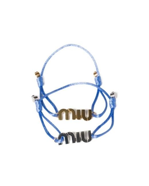 Miu Miu Blue Cord And Metal Bracelets