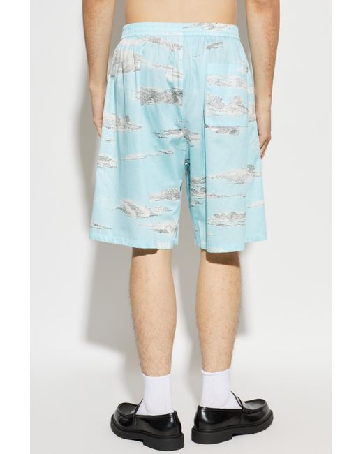 Moschino Blue Printed Elastic Waist Shorts for men