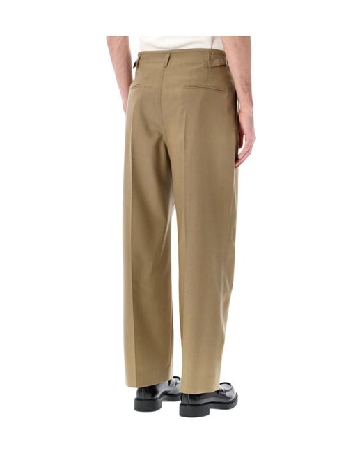 Lemaire Pleated Wide-Leg Pants in Natural for Men | Lyst