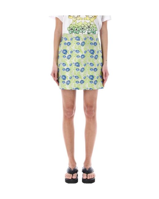 Ganni Blue 3D Jacquard Mini Skirt