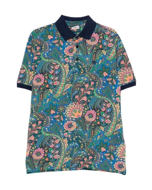 Etro Multicolor Paisley-Print Polo Shirt for men